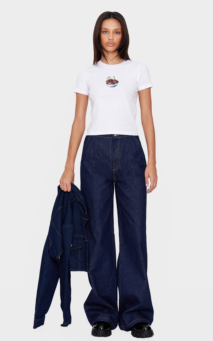 White Cherry Bowl Graphic Baby Doll Tee PrettyLittleThing