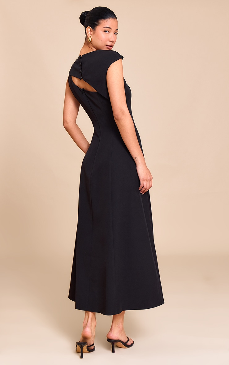 Black Asymmetric Cut Out Detail Midaxi Dress image 2