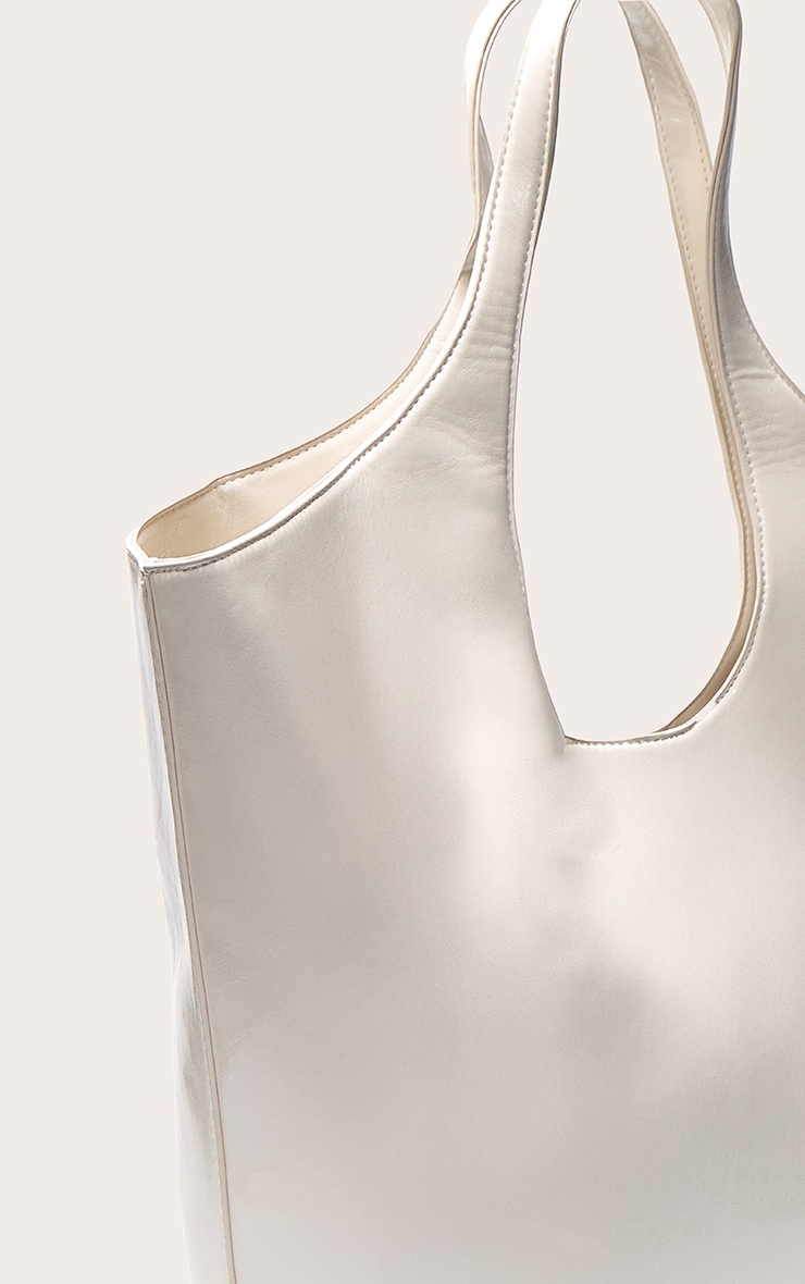 Cream PU Large Shopper Tote Bag image 4