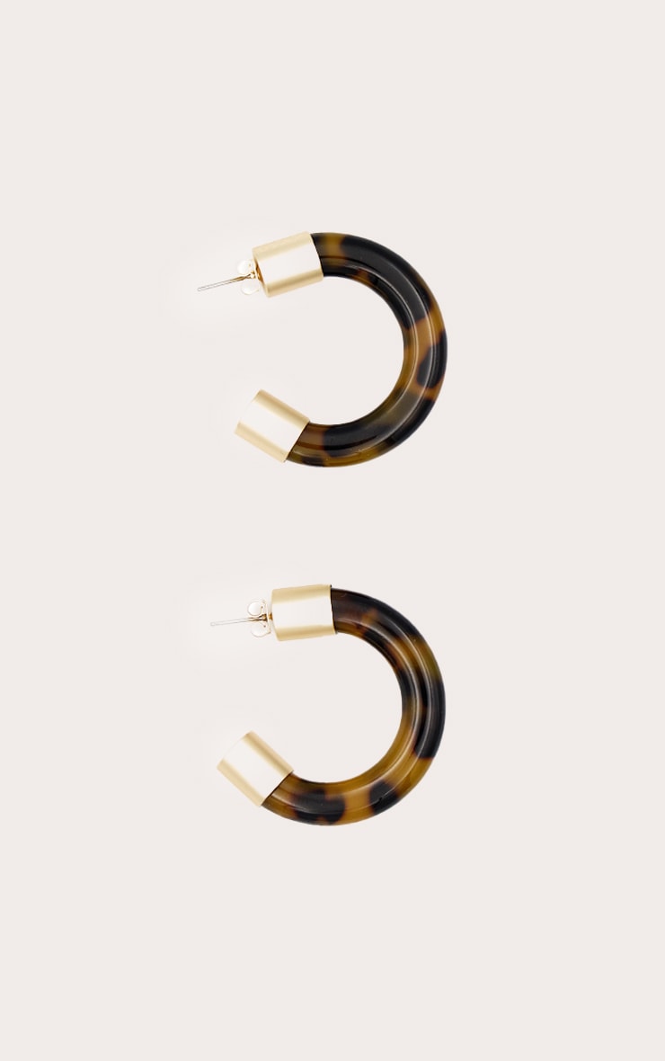 Gold Detail Tortoiseshell Chunky Hoops image 2