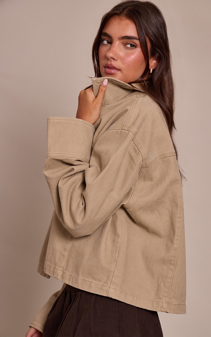 Stone Zip Up Denim Jacket image 4