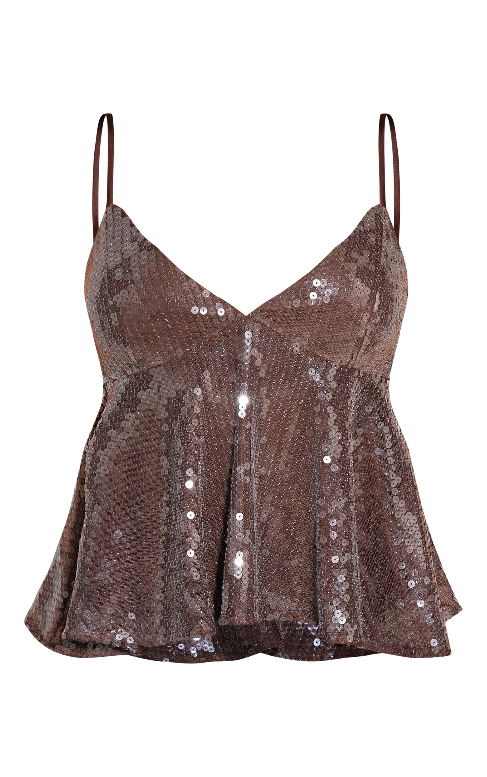Brown Sequin Floaty Cami Top image 5