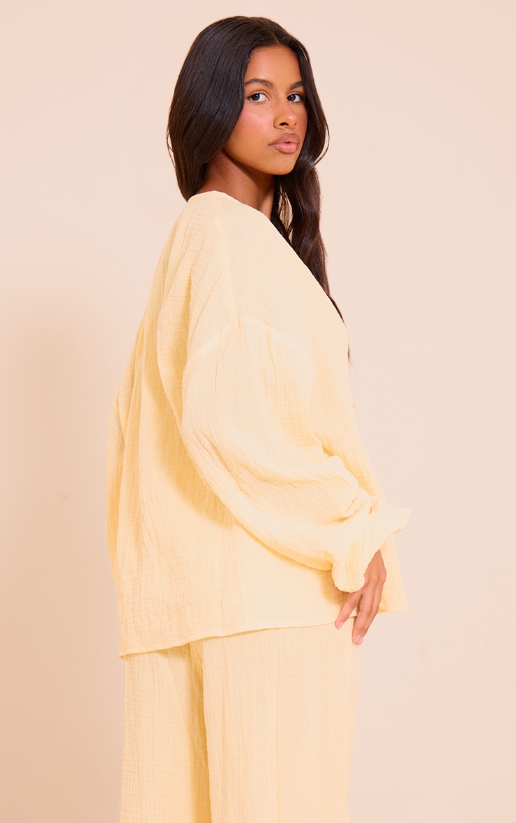 Petite Lemon Cheesecloth Textured Tie Front Shirt image 2