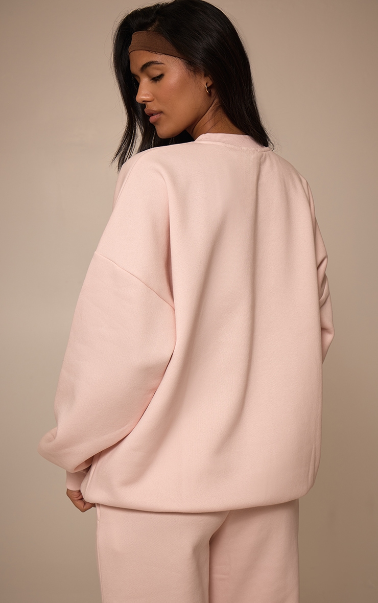 Baby Pink Oversized Sweat Tracksuit Set image 2