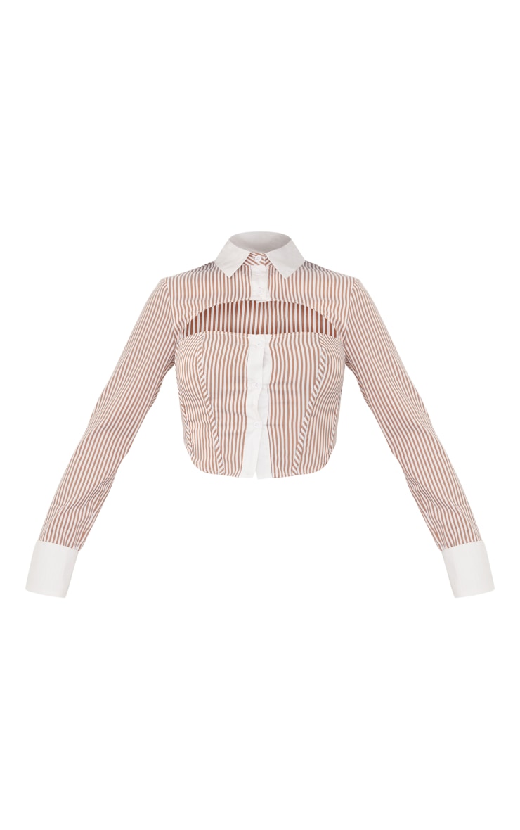 Brown Pinstripe Shirt Style Corset image 5