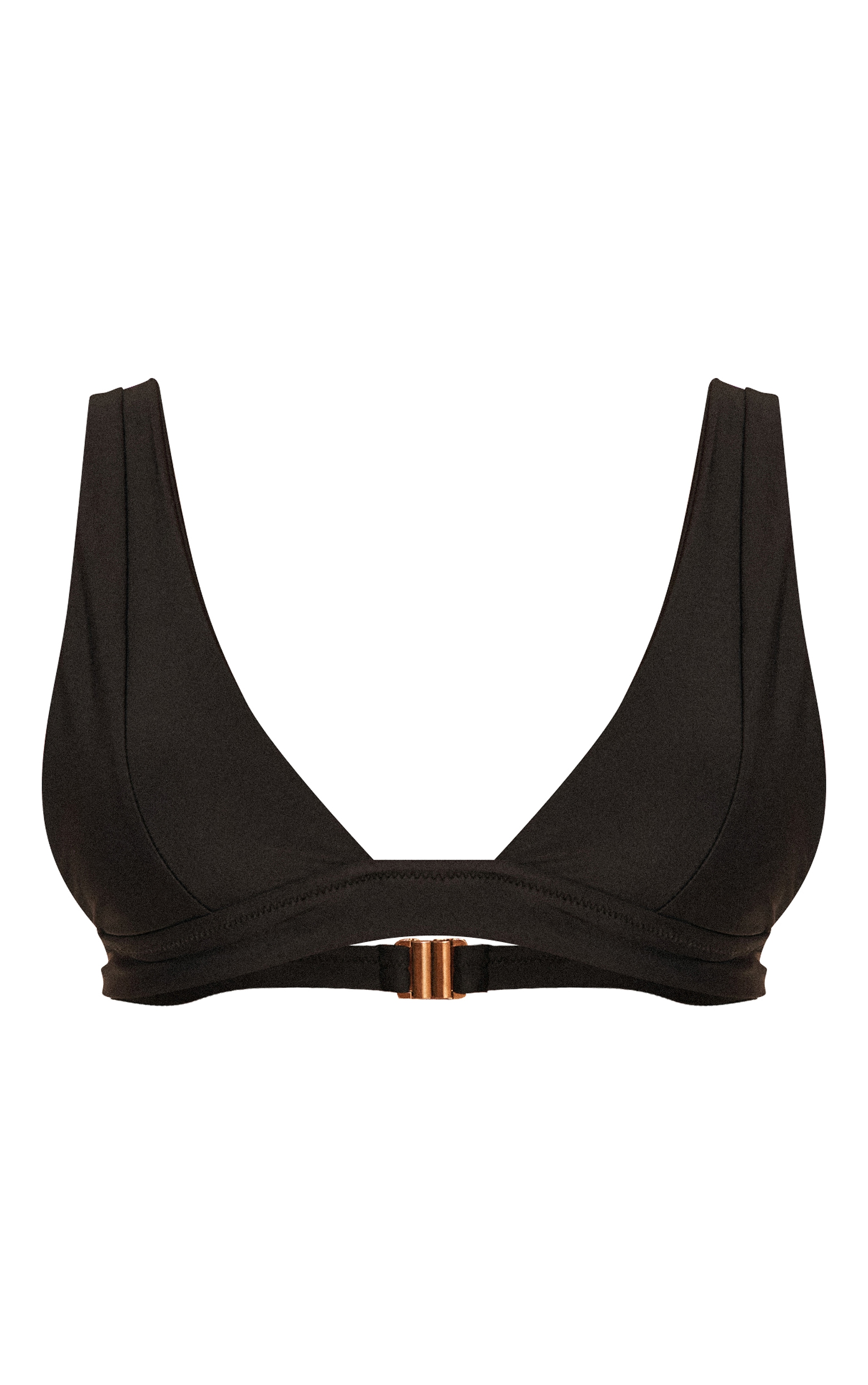 Black Plunge Triangle Seam Detail Bikini Top image 5