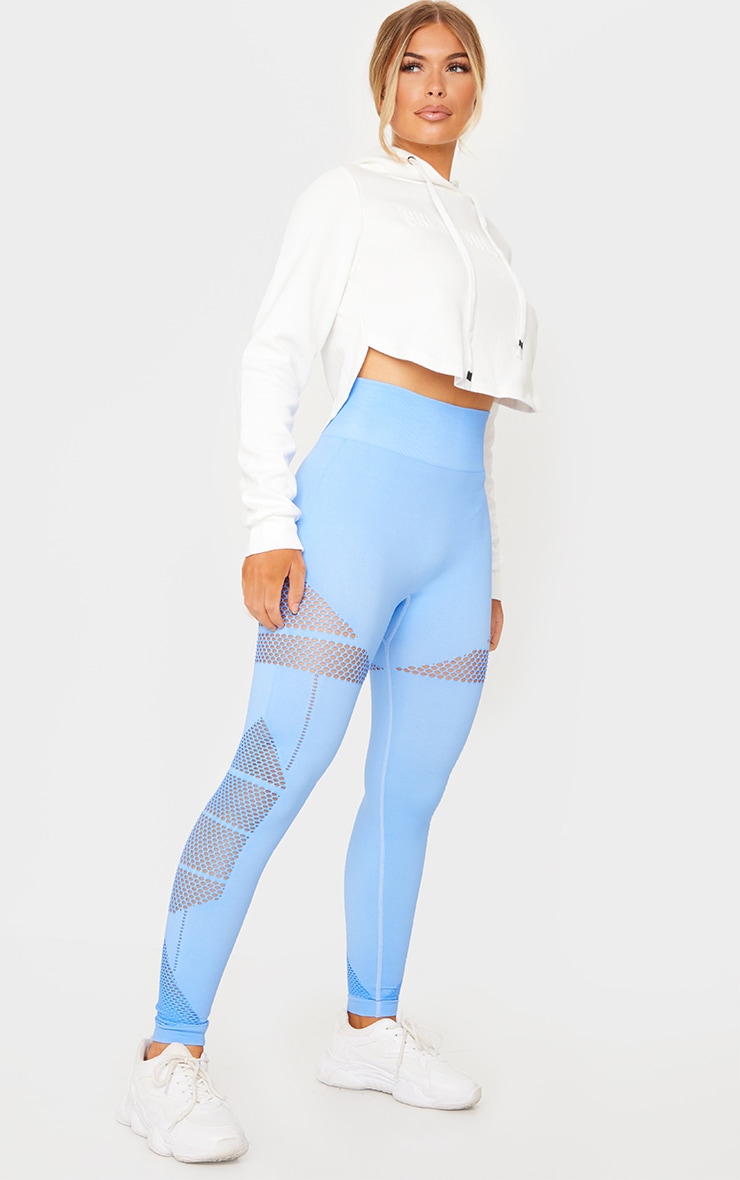 Blue Cut Out Panel Seamless Gym Leggings