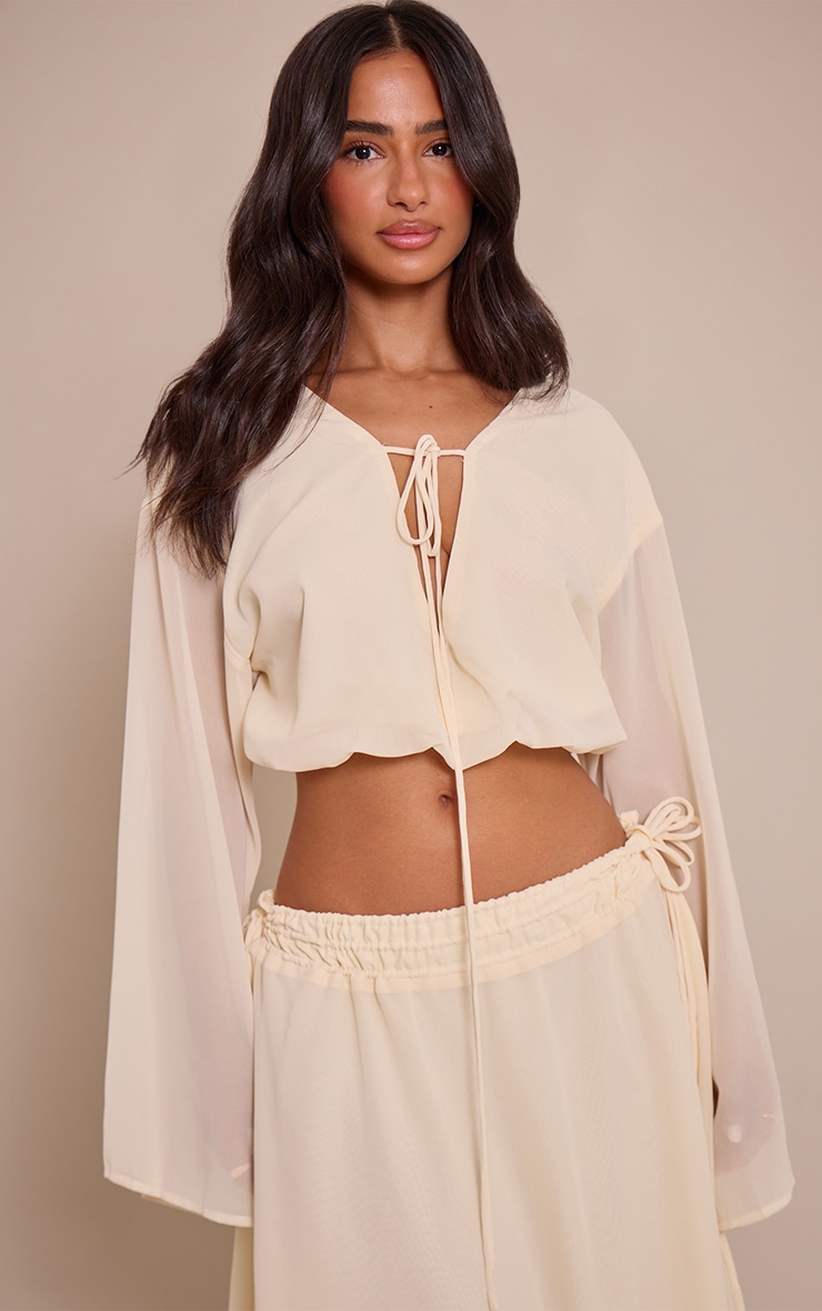 Petite Butter Yellow Chiffon Tie Side Maxi Skirt image 4