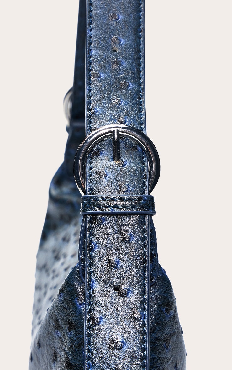 Sac à main en PU effet autruche bleu marine image 5