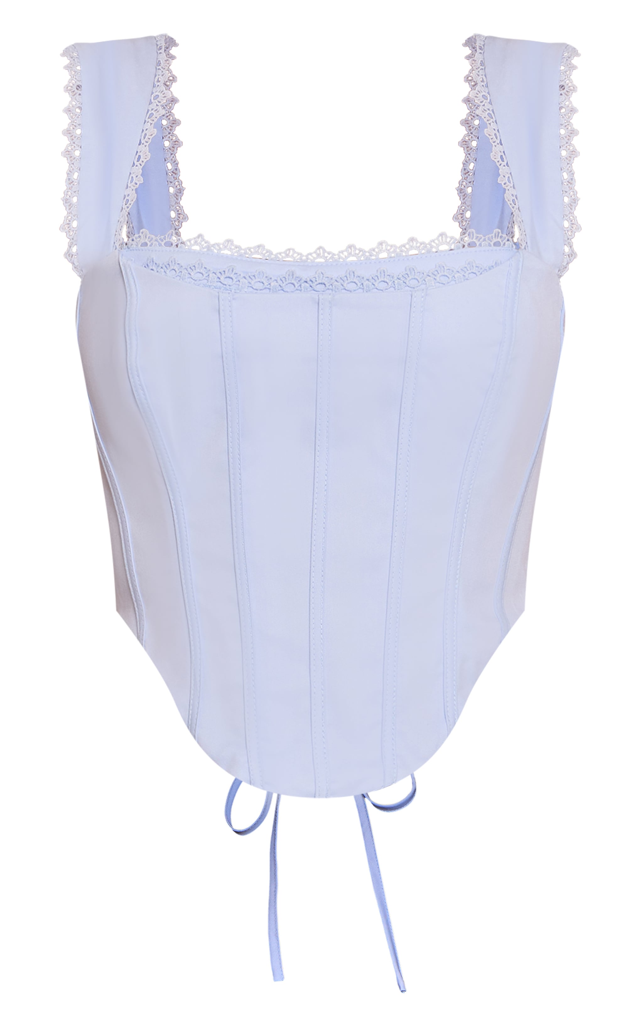 Corset tissé bleu pâle à partie superposée et bordure festonnée image 5