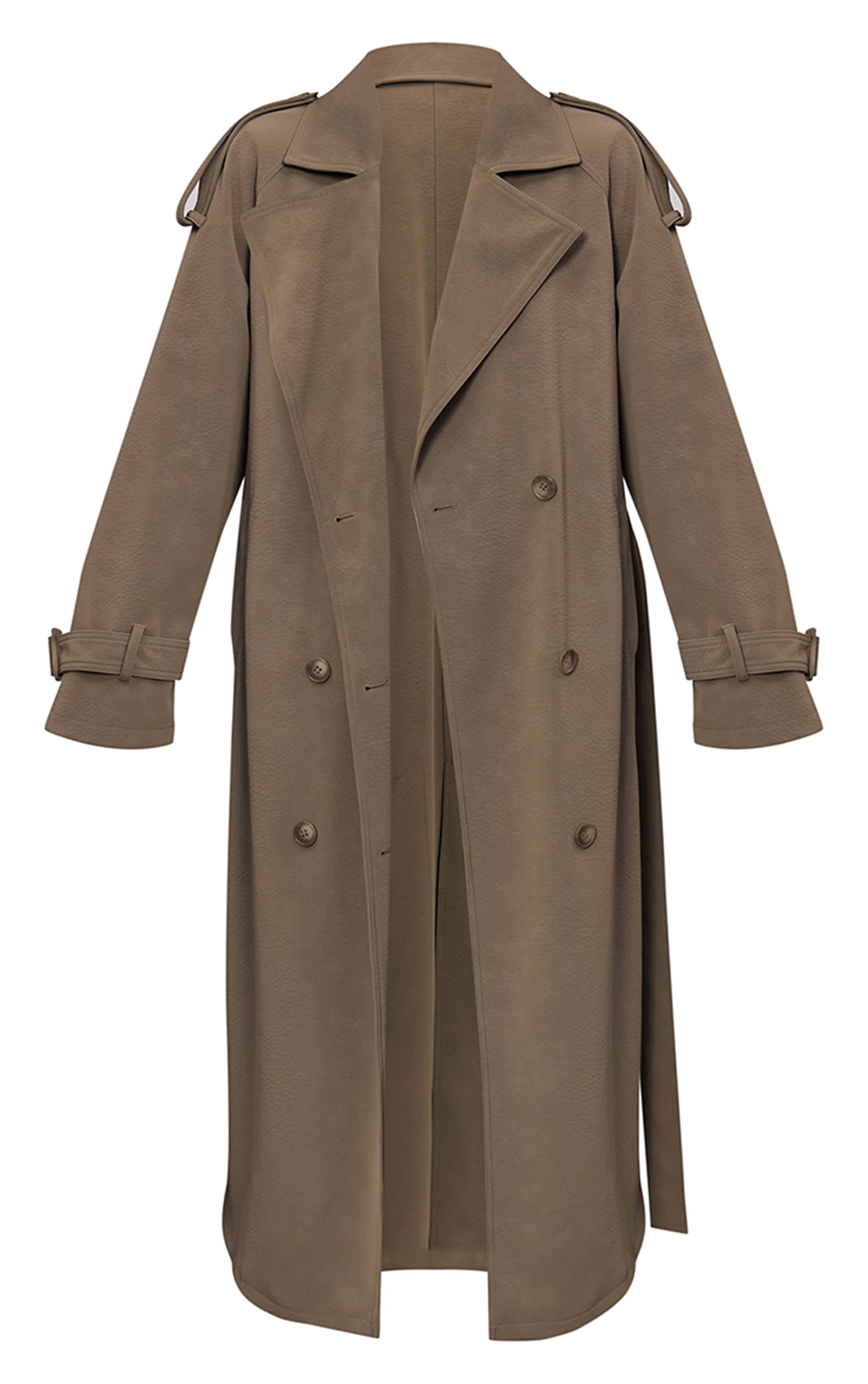 Taupe Peached PU Trench Coat image 5