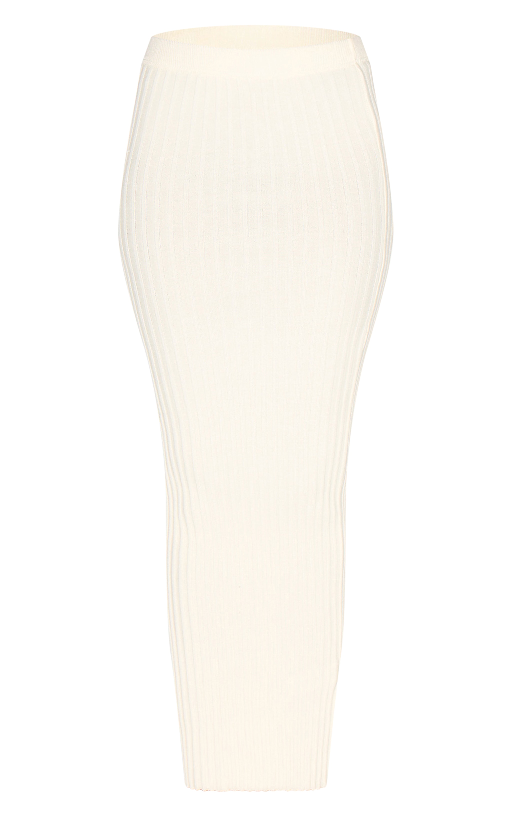 Jupe longue en maille tricot côtelée crème image 5