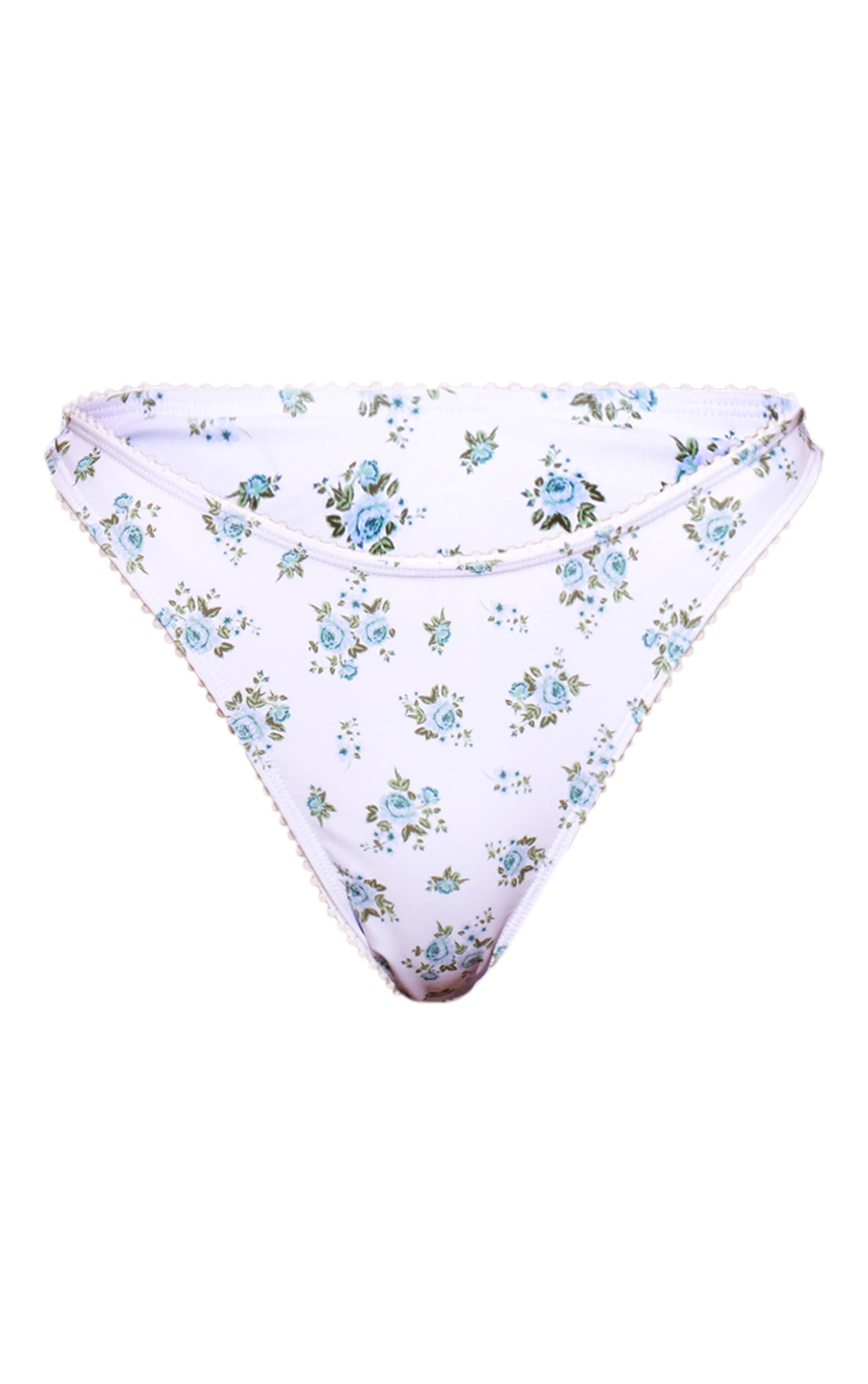 White Ditsy Floral Bow Detail Bikini Bottoms image 1