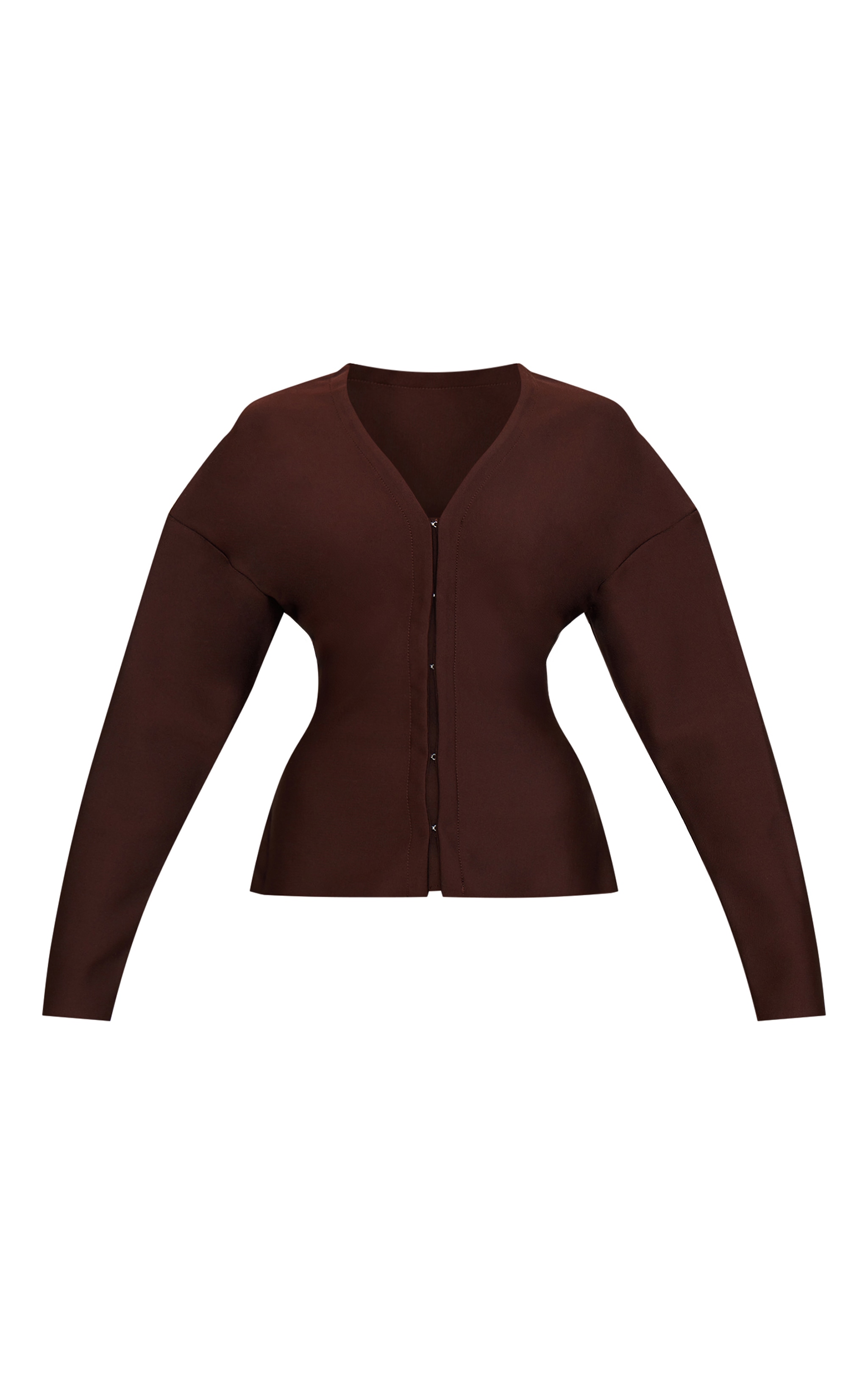 Chocolate Tailored Hook And Eye Cardigan image 5