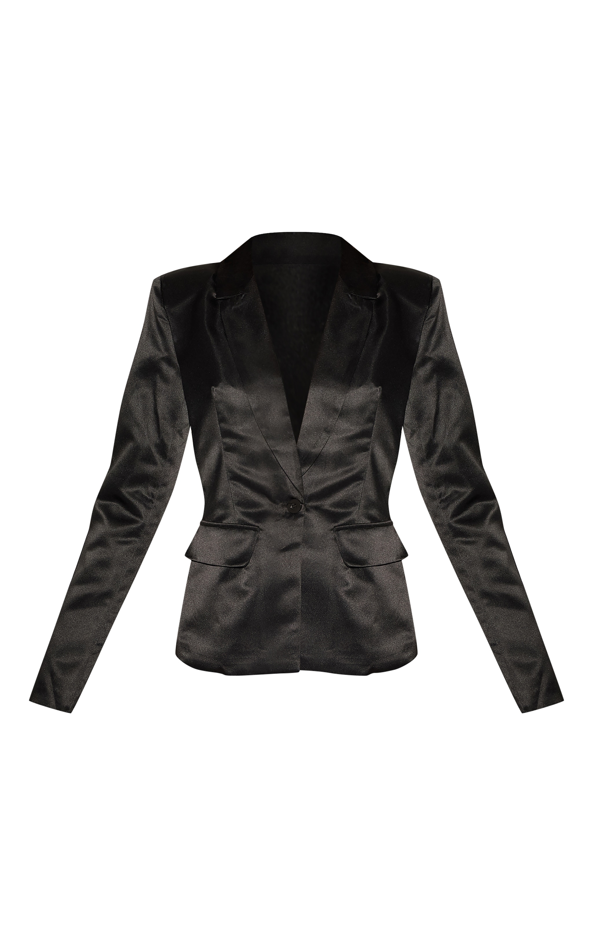 Black Satin Longline Blazer image 5