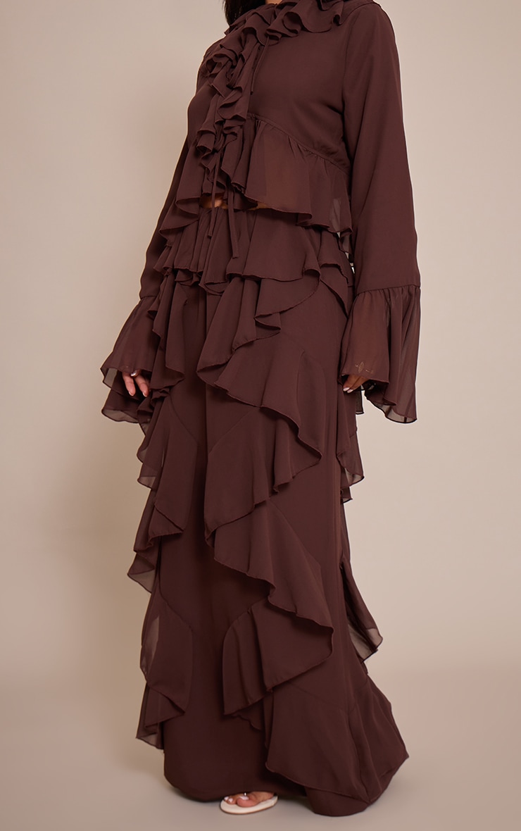 Petite Chocolate Ruffle Chiffon Maxi Skirt image 2