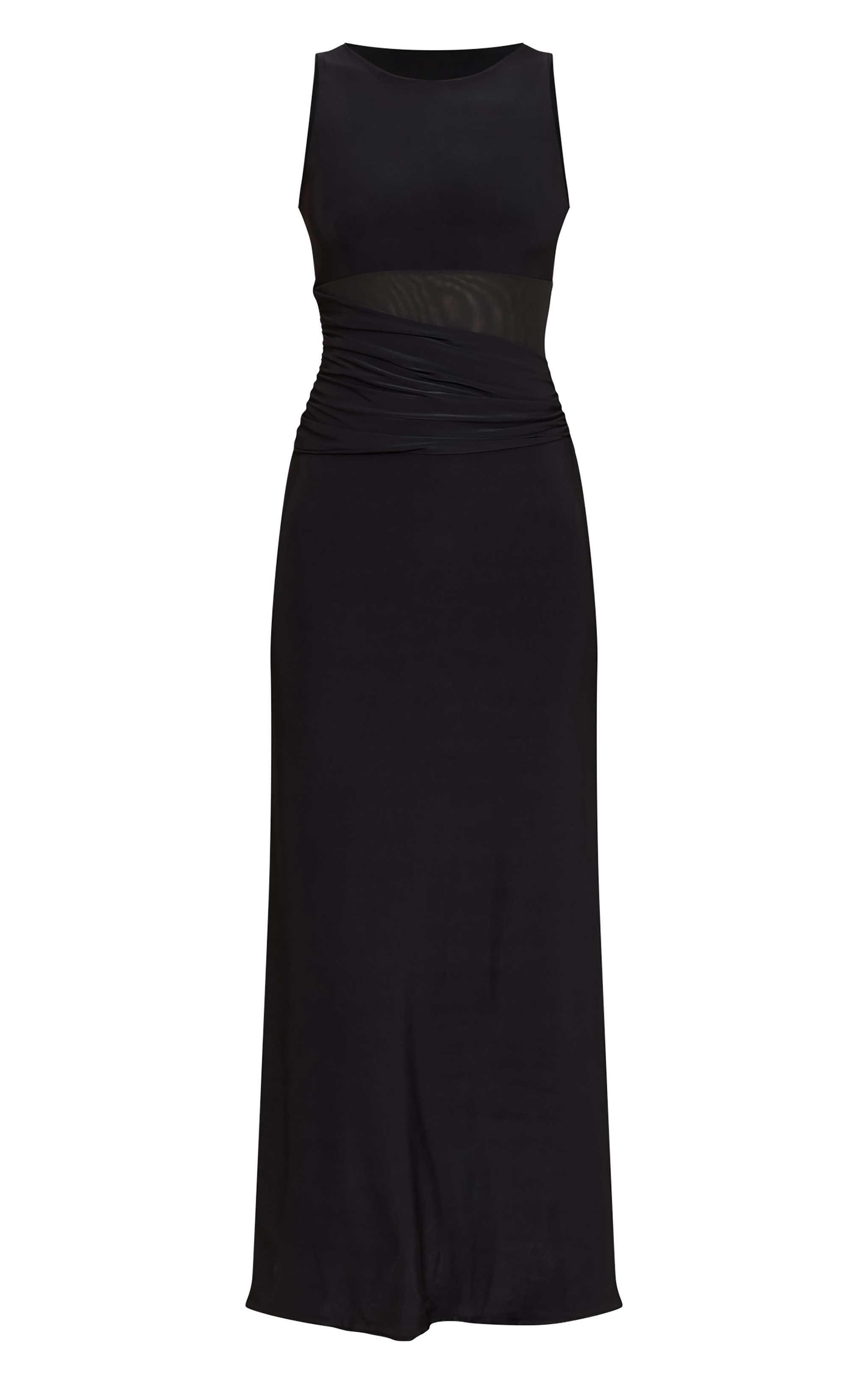 Robe longue moulante noire à découpe en mesh image 5