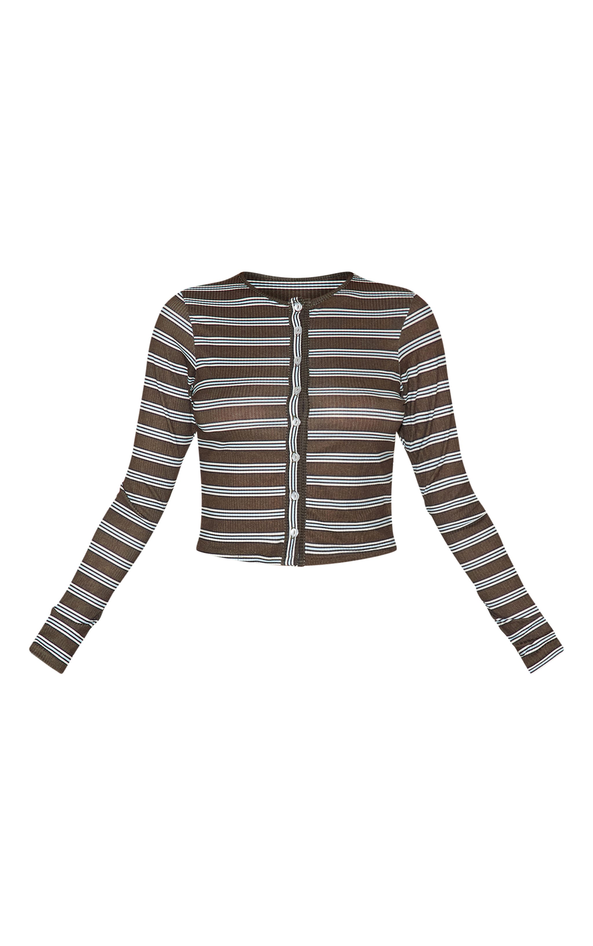 Khaki Pinstripe Button Up Cardigan image 5