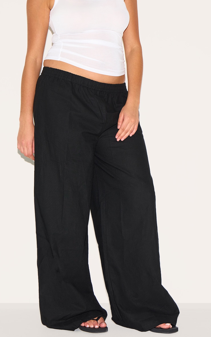 Pantalon Droit Noir Taille Élastiquée Grande Taille image 2
