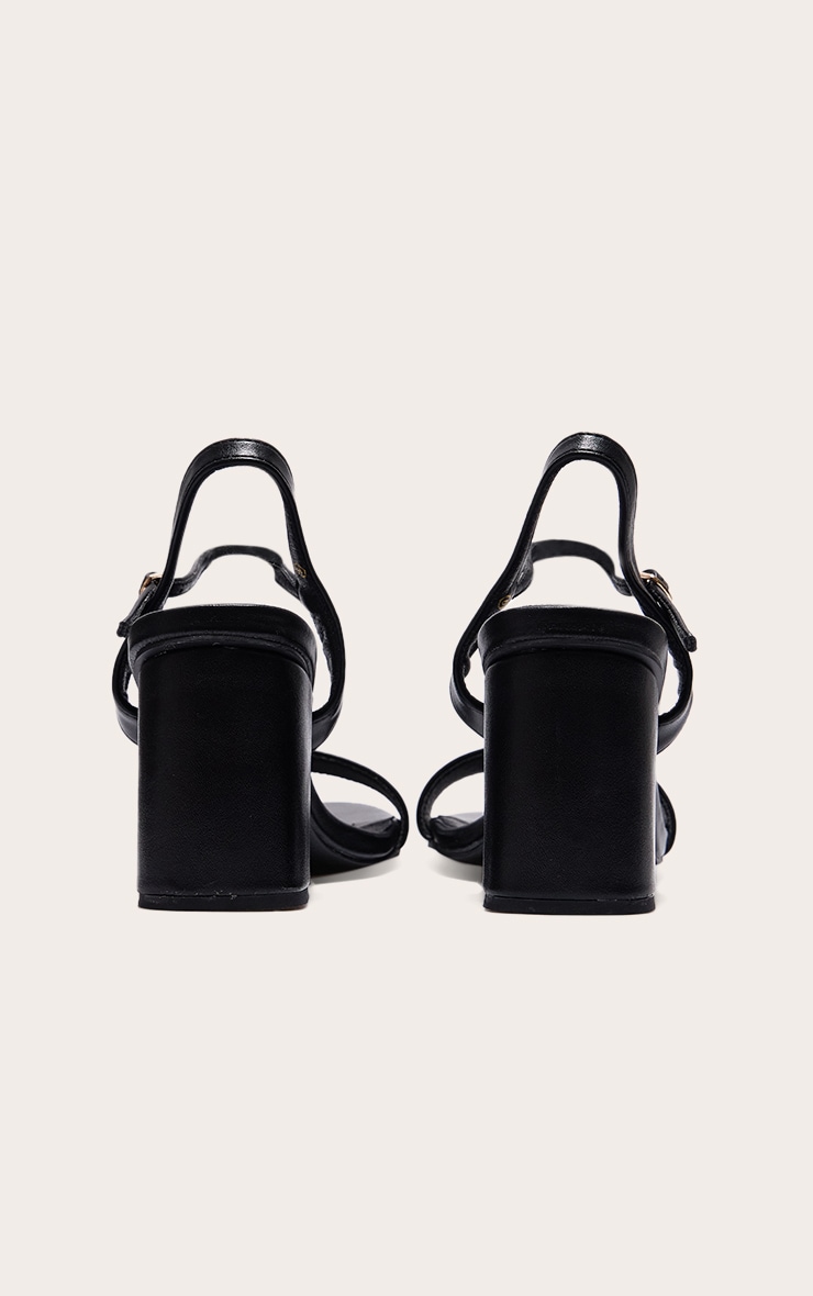 Black PU Basic Strap Detail Low Heeled Sandals image 3