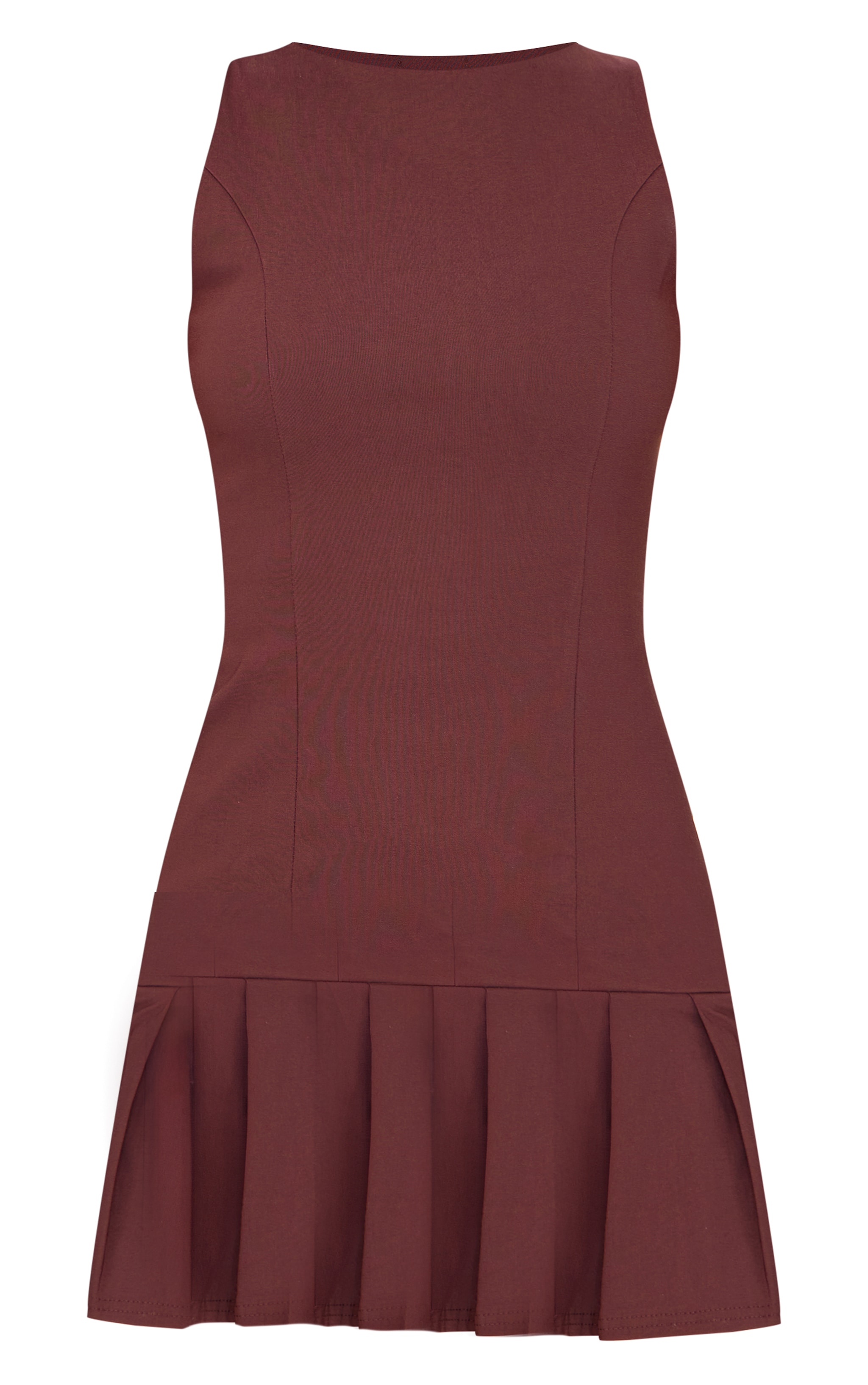 Chocolate Stretch Woven Frill Hem Shift Dress image 5