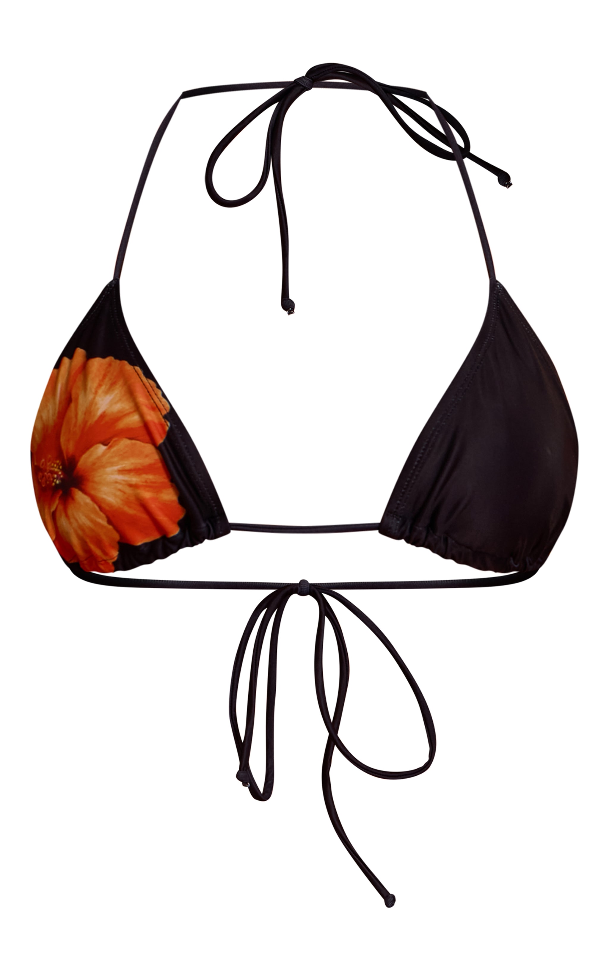 Black Hibiscus Flower Triangle Bikini Top image 5