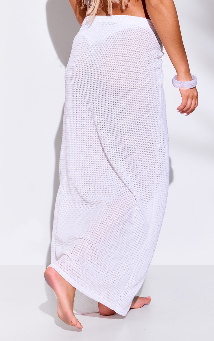 White Crochet Maxi Beach Sarong image 3