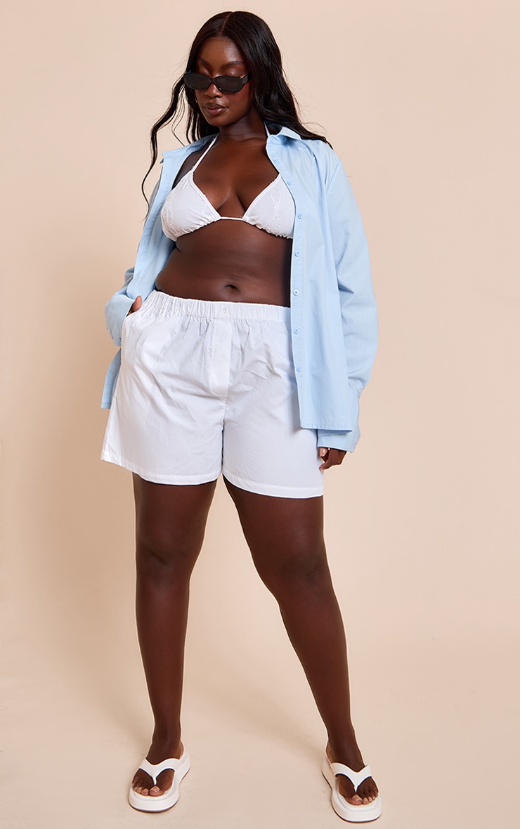 Plus White Floaty Poplin Shorts image 4