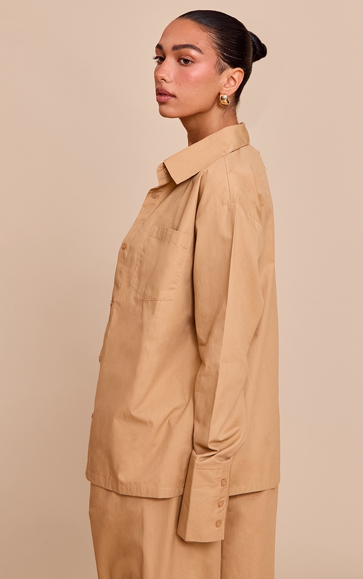 Sand Cotton Poplin Oversized Long Sleeve Shirt image 2