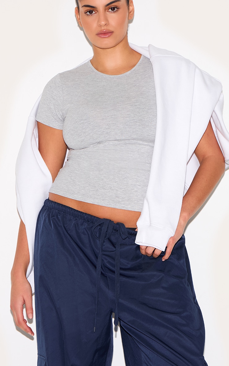 Plus Pantalon droit stye cargo bleu marine à cordons ajustables et poches image 4