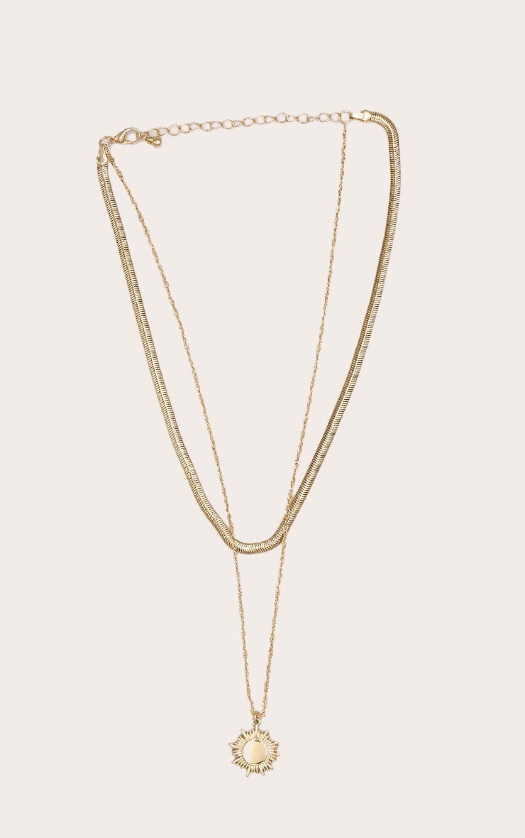 Collier superposé doré à chaîne serpent et pendentif image 2