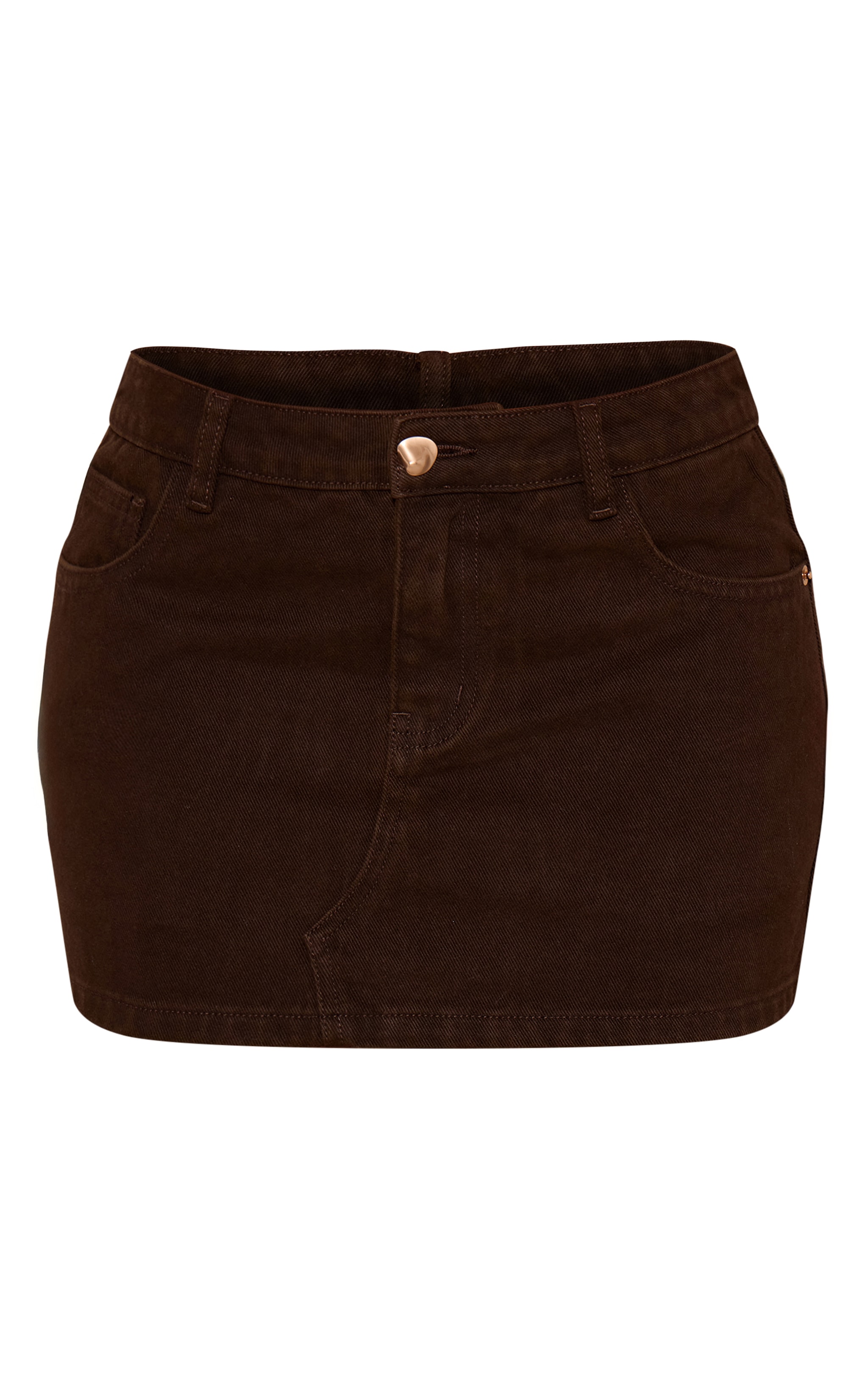 Petite Dark Chocolate Button Detail Denim Mini Skirt image 6