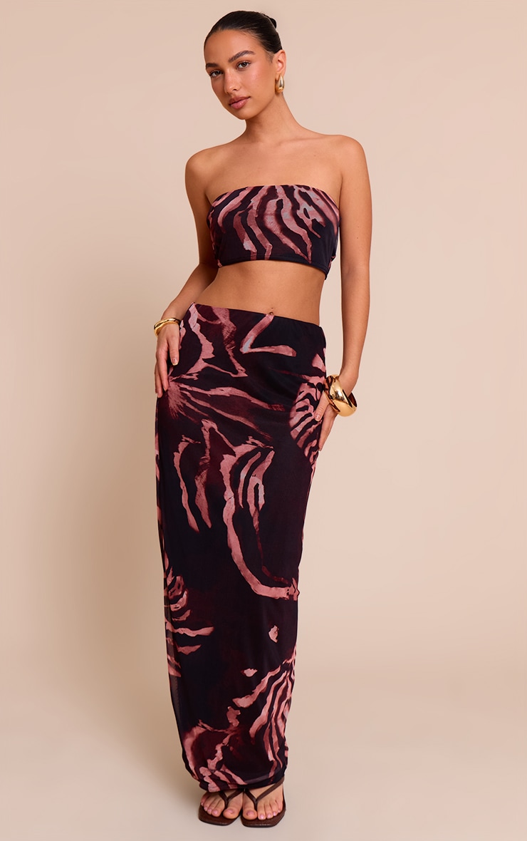 Brown Zebra Print Maxi Skirt image 1
