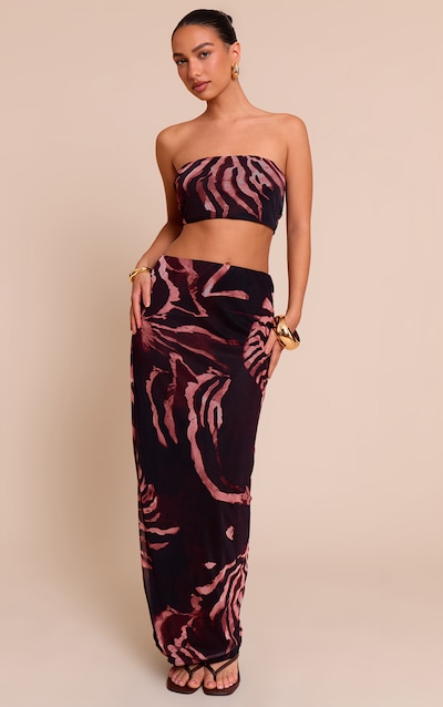 Brown Zebra Print Maxi Skirt
