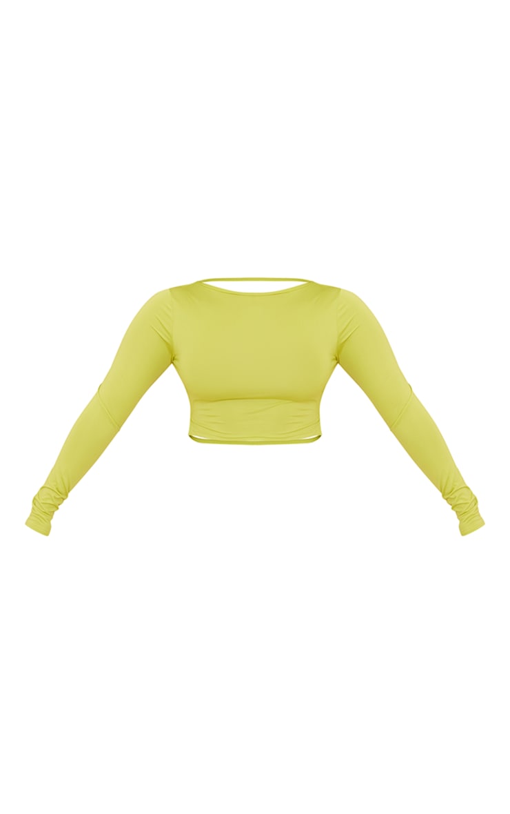 Shape Crop top moulant citron vert à manches longues et bretelles au dos image 5