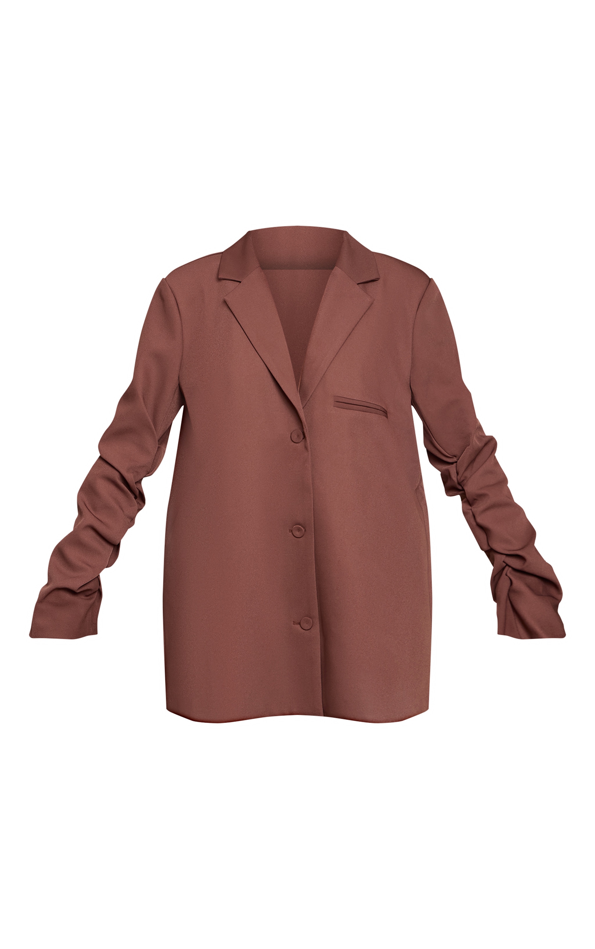 Light Brown Tailored Woven Ruched Sleeve Blazer Dress image 5