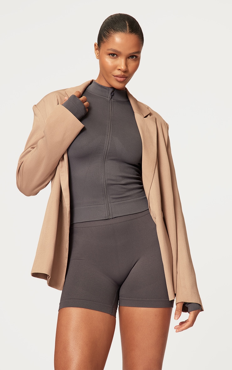 Charcoal Basic Seamless Jacket image 4