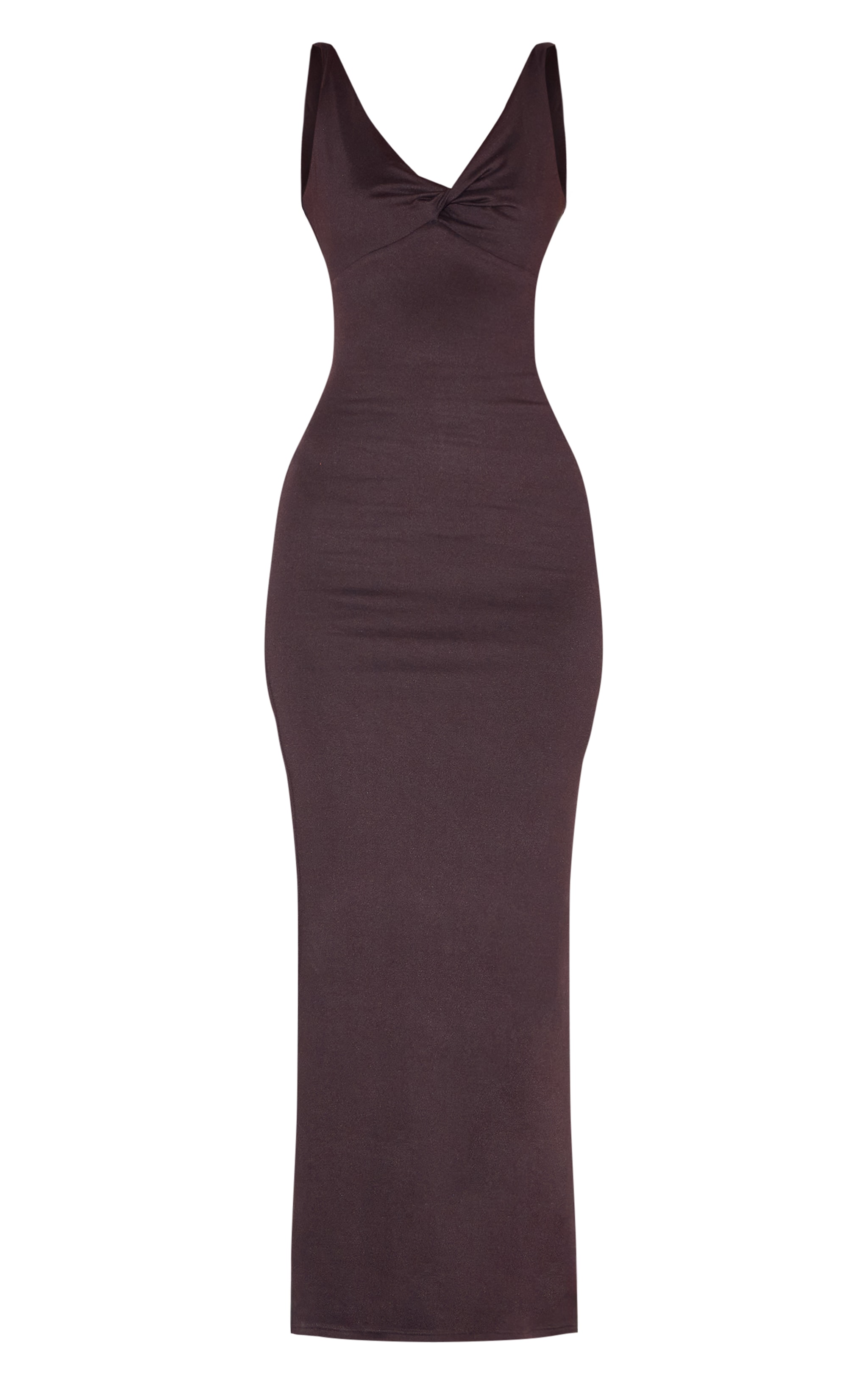Chocolate Double Contour Twist Bust Detail Maxi Dress image 1