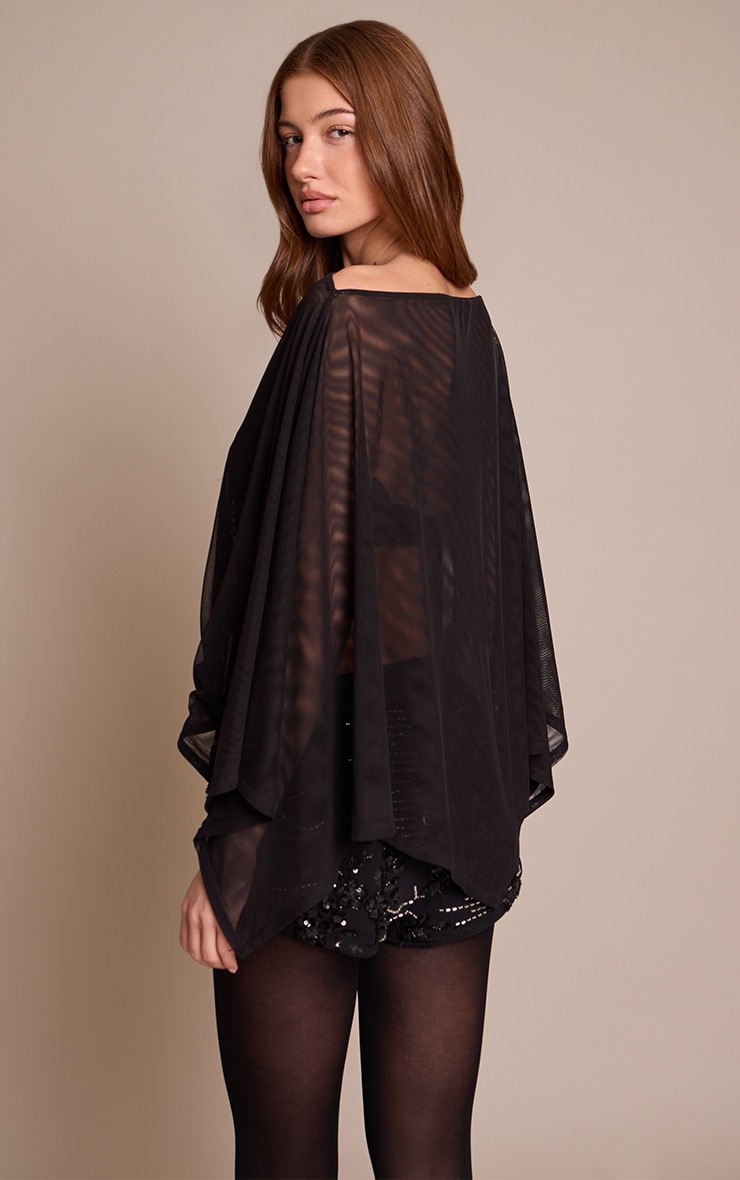 Top style cape oversize en mesh noir image 2