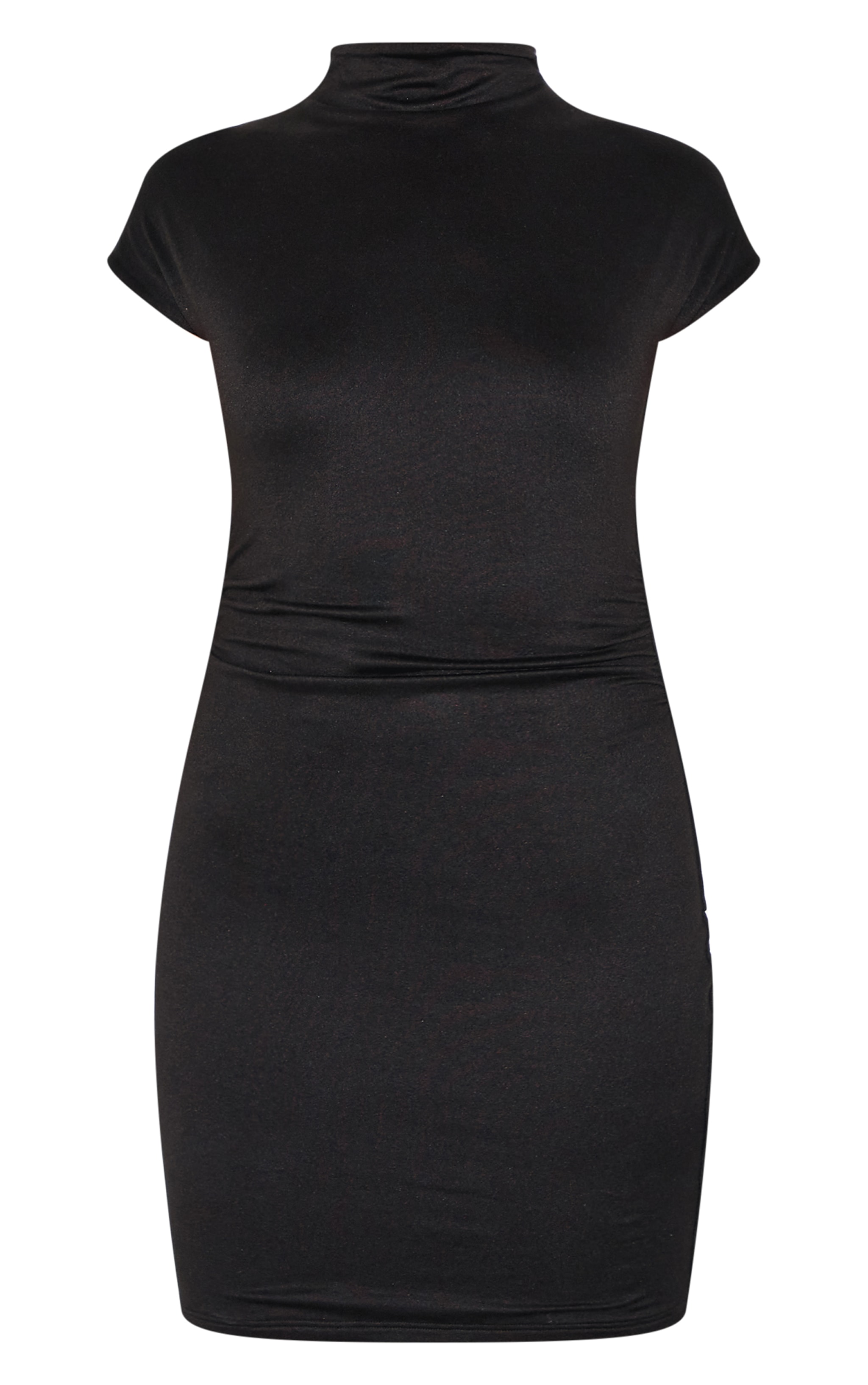 Black Double Contour Ruched Detail Cap Sleeve Bodycon Dress image 5