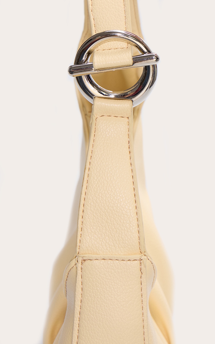 Cream PU T Bar Asymmetric Shoulder Bag image 4