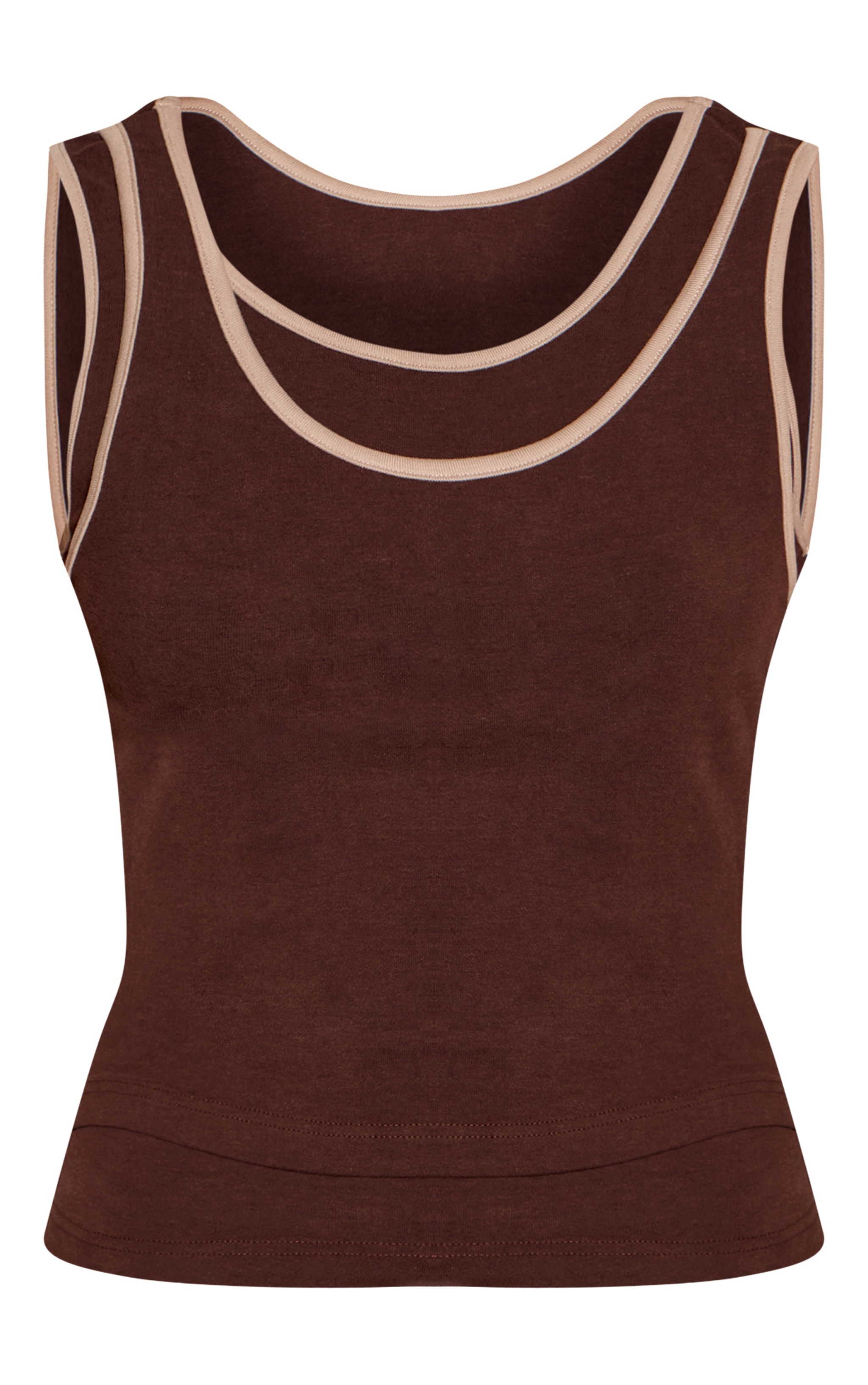 Chocolate Contrast Soft Stretch Vest Top image 5