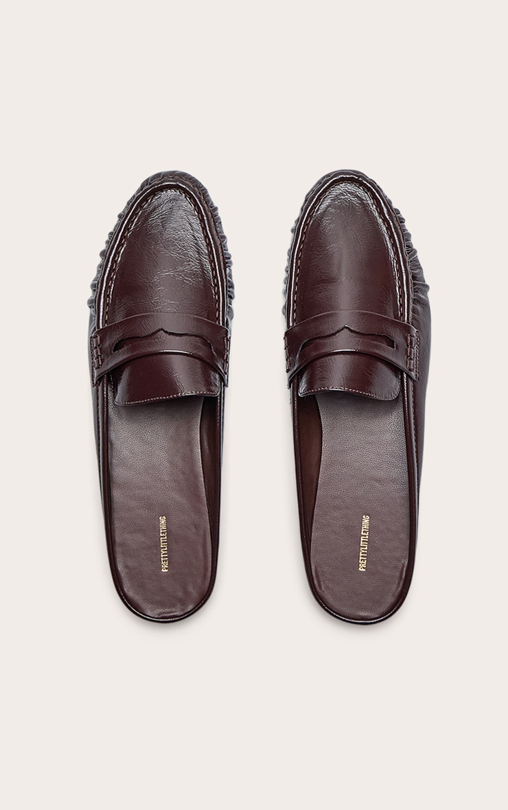 Chocolate Ruched Round Toe Loafer Mule image 2