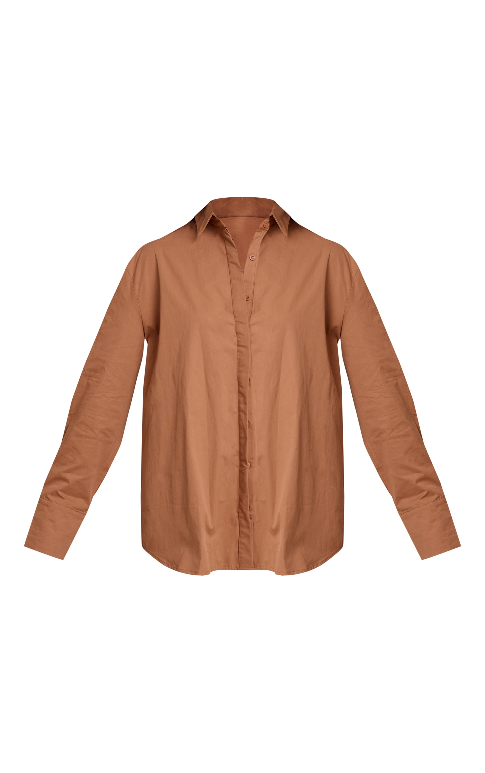 Tan Cotton Oversized Cuff Shirt image 5