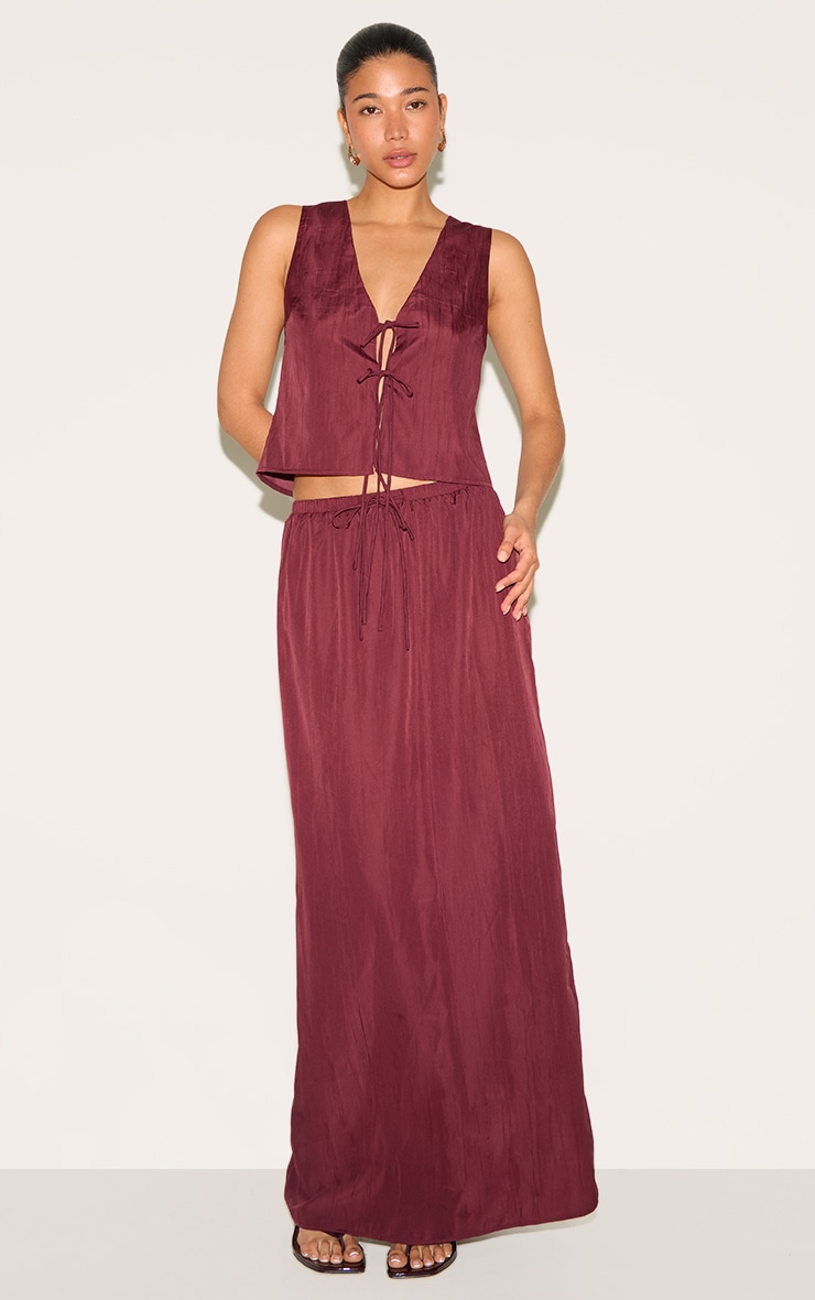 Plum Textured Tie Detail Vest image 3