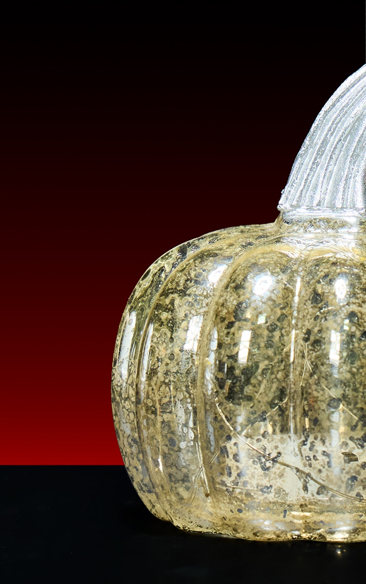 Silver Pumpkin Led Lantern Small image 2