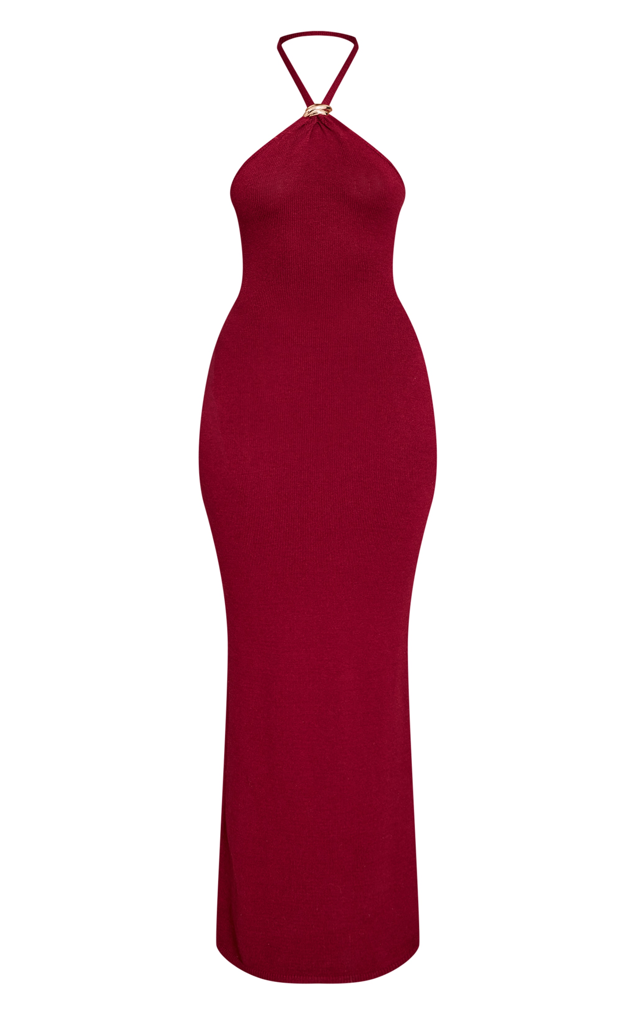 Robe longue bordeaux à dos nu et empiècement image 5
