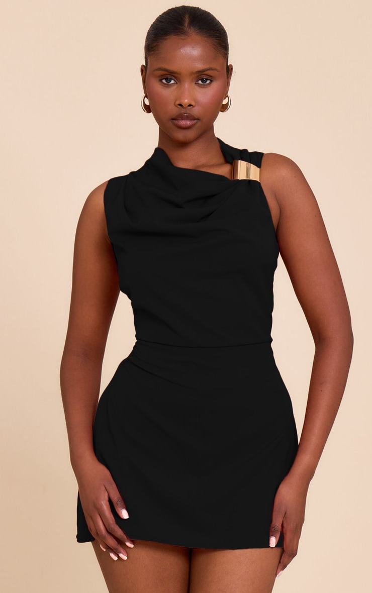 Black Trim Shift Mini Dress image 1