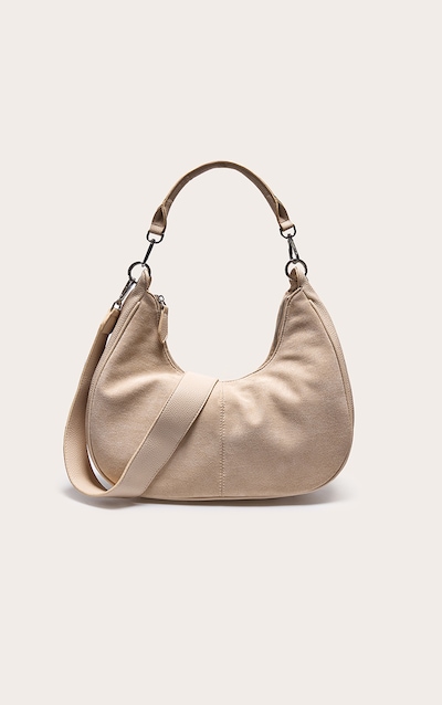 Grey Oversized Curved Shoulder Bag