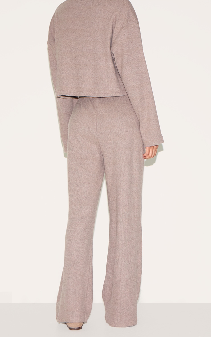 Mushroom Brushed Rib Drawstring Wide Leg Pants image 3